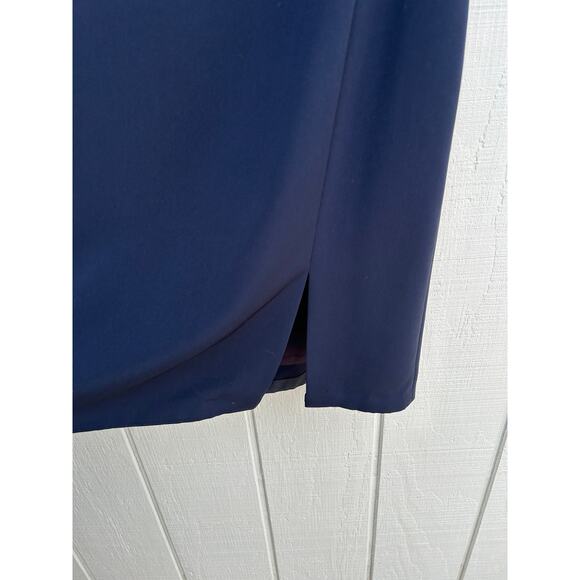 Votre Nom... Navy Blue Sheath Dress, Sleeveless, Small Side Slit, Sz 5‎ - Picture 5 of 5